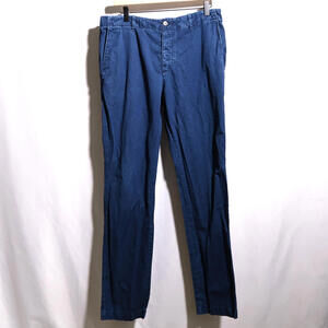 Lacoste Mens‎ 34 Blue Cotton Pants Straight Leg Chino Flap Pockets Logo Preppy